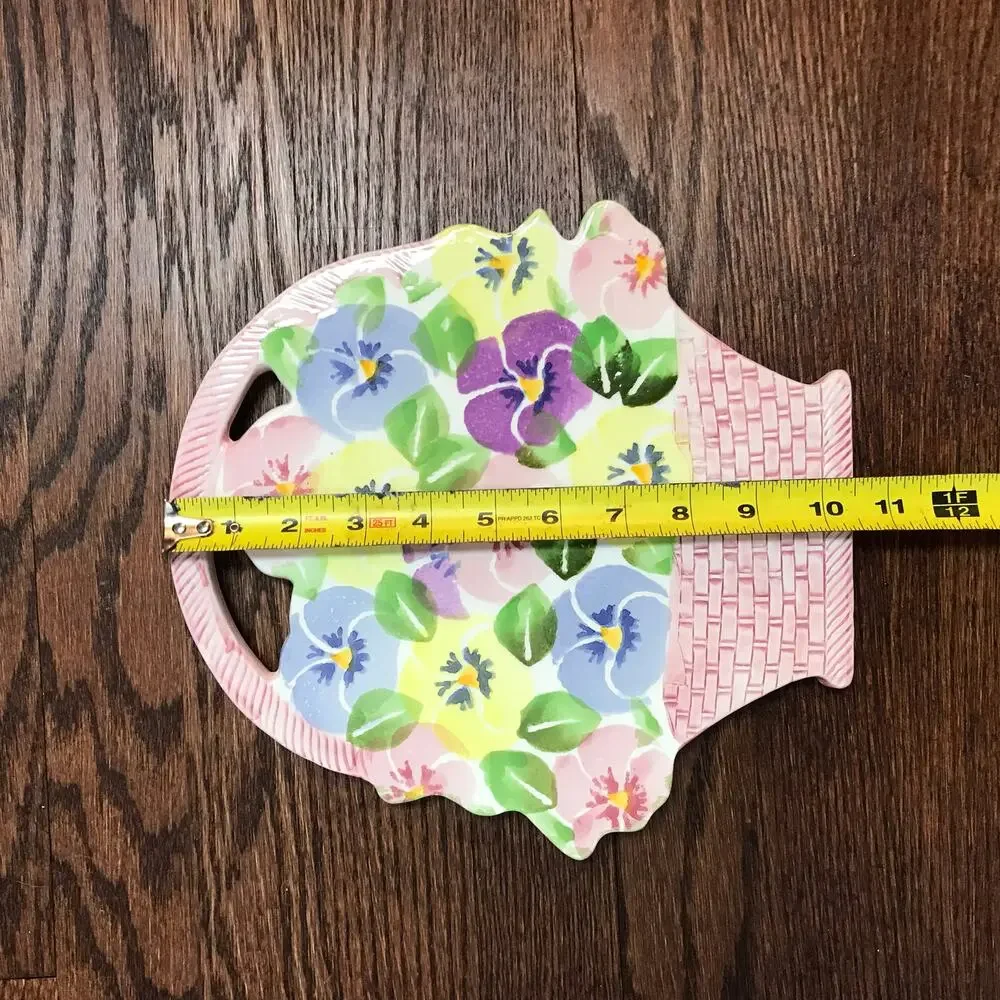Salute! Italia Made In Italy Ceramic Flower Basket Trivet Or Decor With Crazing